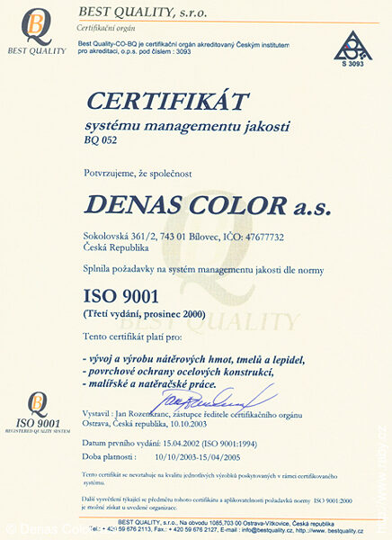 Denas Color - iso 9001